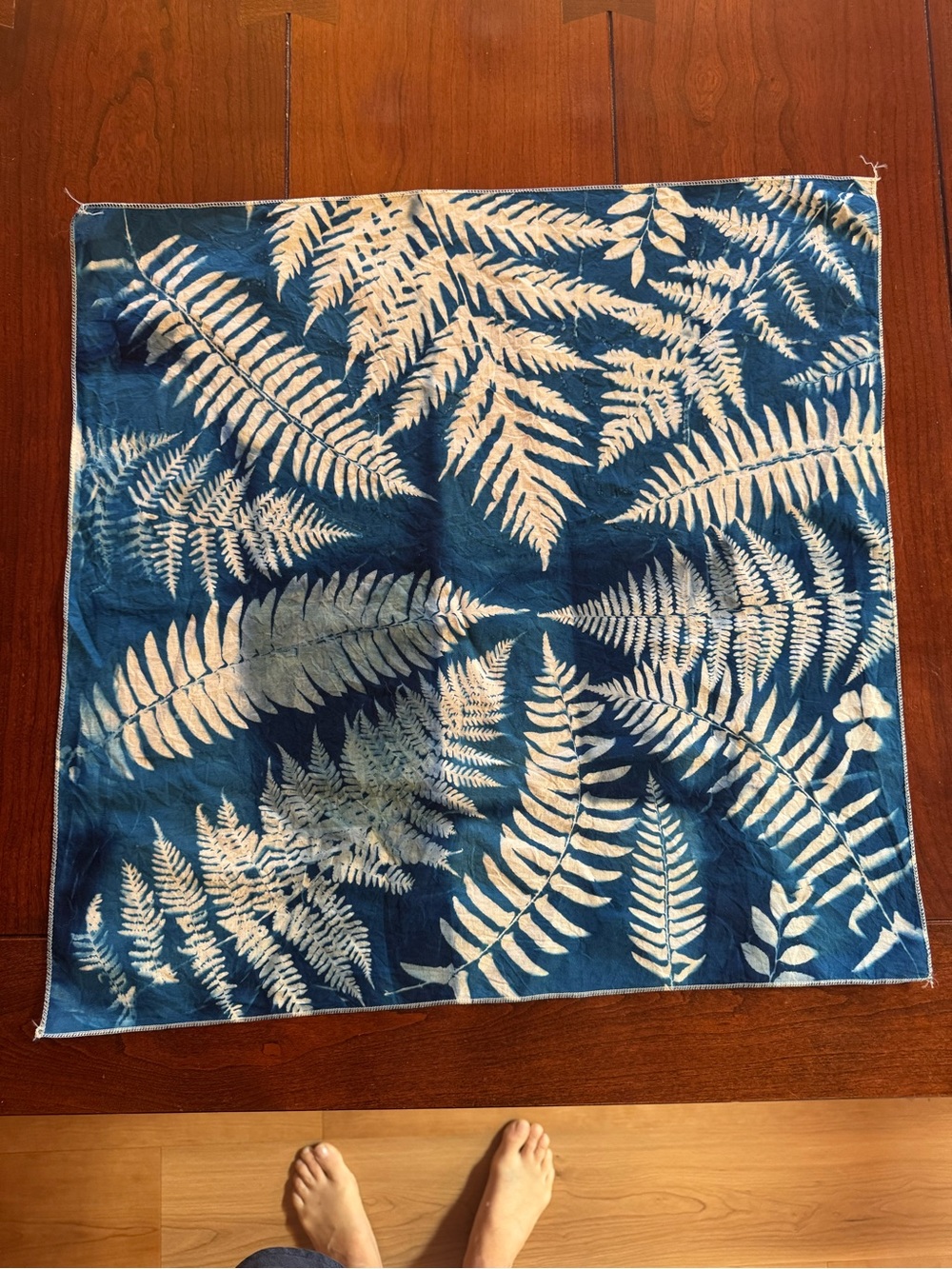 Cotton cyanotype fern print bandana